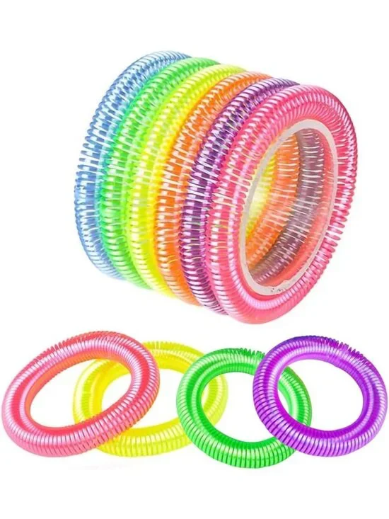 Vibrant Neon Spring Bracelets - 12 Pack Elastic Wristbands for Parties & Goodie