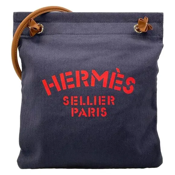 Hermès Aline MM Shoulder Bag H068487CKAC Blue Indigo Gold Toile chevron Veau