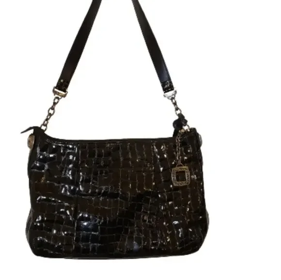 Brighton Black Alligator Leather Shoulder Bag