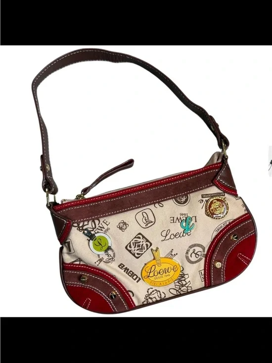 Loewe Red, Brown & Cream Shoulder Bag