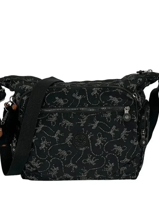 Kipling Black White Nylon Shoulder Bag