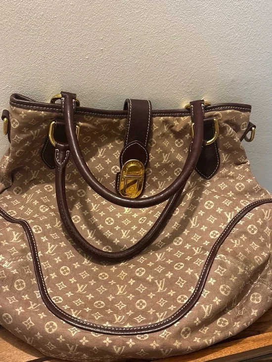 Louis Vuitton Brown Monogram Shoulder Bag with Gold Hardware