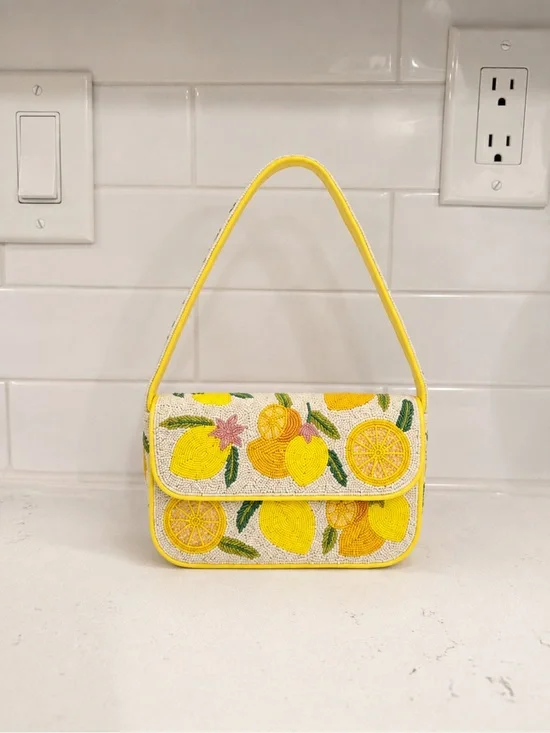 Lemon Beaded Yellow Shoulder Bag America & Beyond