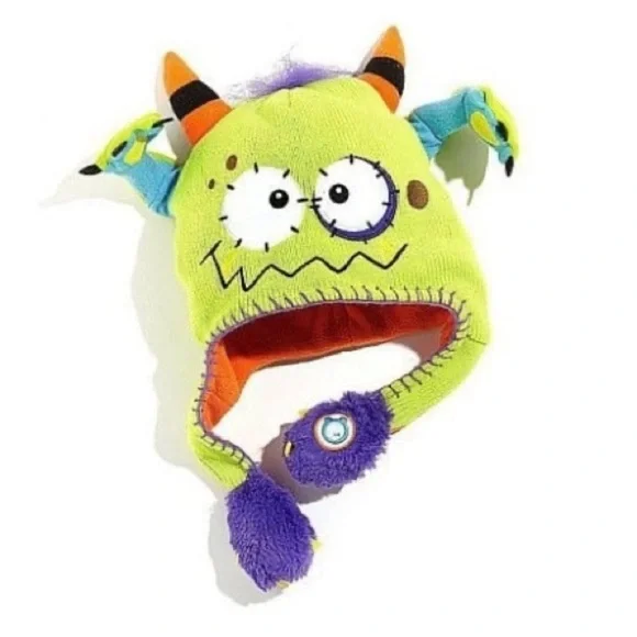 FLIPEEZ Monster Knit Hat - Green and Orange