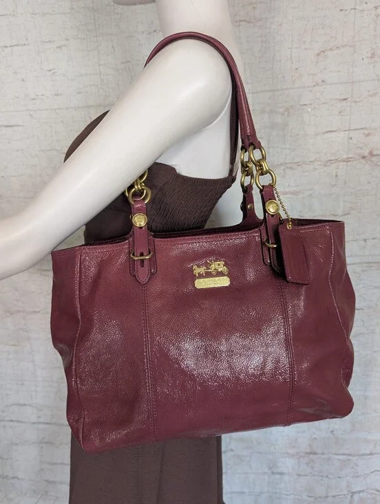 Coach Shoulder Tote in Plum with Gold Hardware