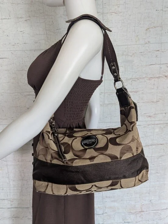 Coach Signature Stripe Hobo Bag