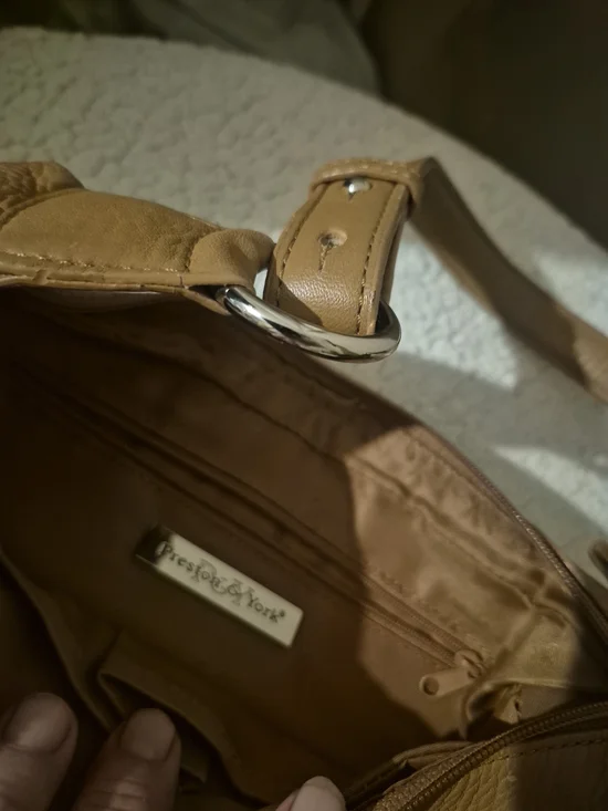 Preston & York Tan Leather Shoulder Bag with Silver Hardware