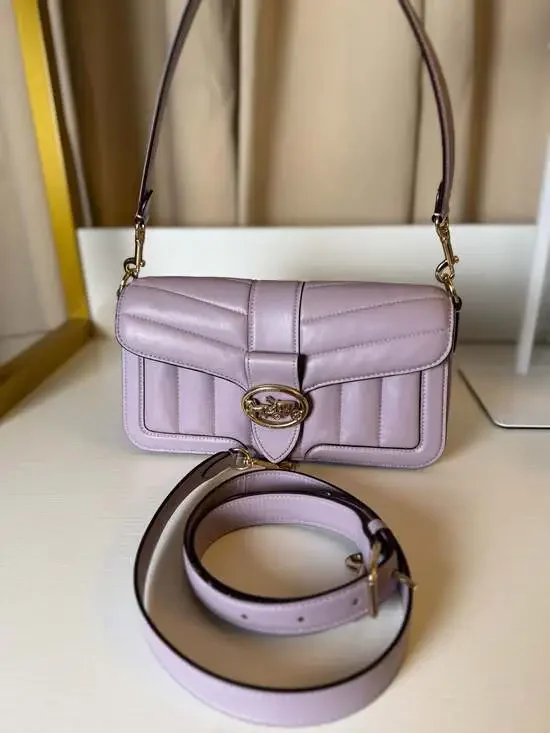 Coach Georgie Quilted Shoulder Crossbody Bag Lavender Leather