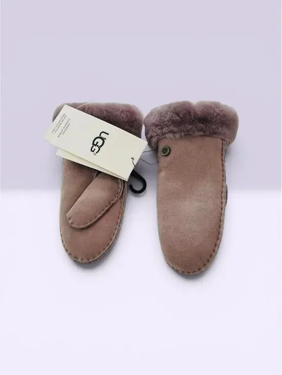 $95 UGG Suede Fur Lined Kids Gloves/Mittens Pink Size 2-4YR  NWT