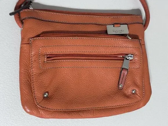 Tignanello Women's Small Pebble Leather Shoulder Crossbody Bag Orange