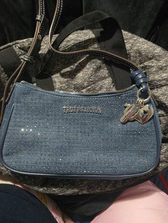 True Religion Navy Blue Studded Shoulder Bag