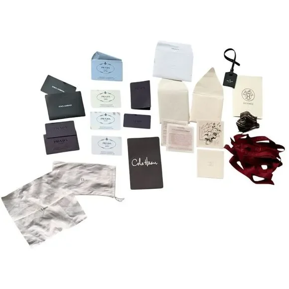 PRADA CHANEL GUCCI HERMES DIOR DESIGNER misc gift CARDS RIBBON TAGS LOT LUXURY