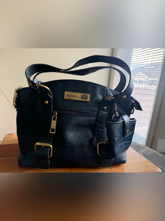 SHUTTER bag Heirloom Navy Blue Pebbled Leather Camera Bag (read)
