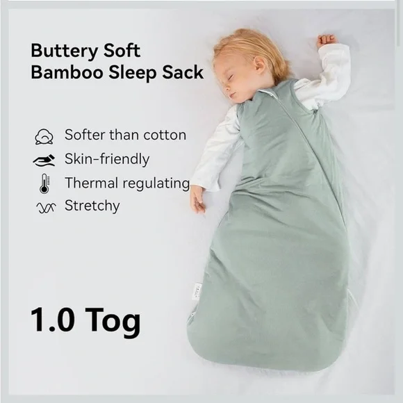BubblePanda Bamboo Sleep Sack – 1.0 TOG (Small) Sage Green