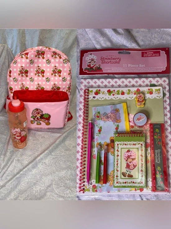 Strawberry Shortcake Pink Kids Backpack, 30 oz Zak bottle & Stationery Set
