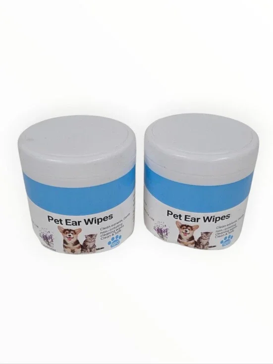 Pet Ear Wipes - Blue & White Canisters (2 Pack)