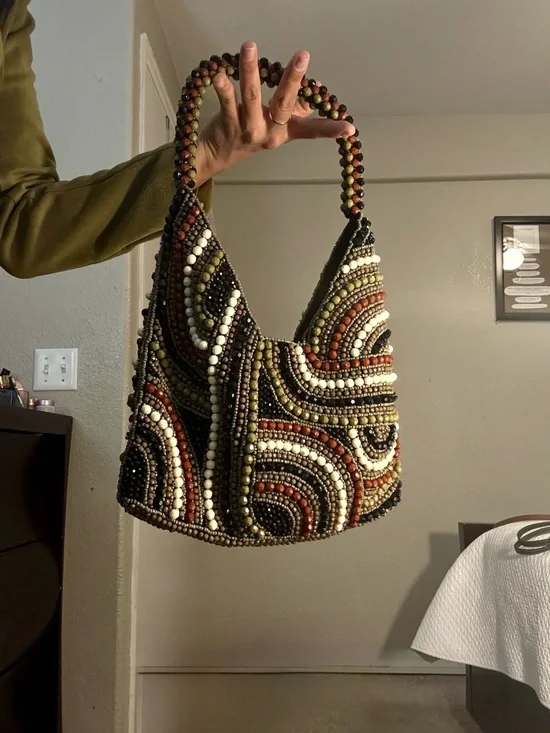 Beaded Multicolor Womens Handbag - Decorative Pattern