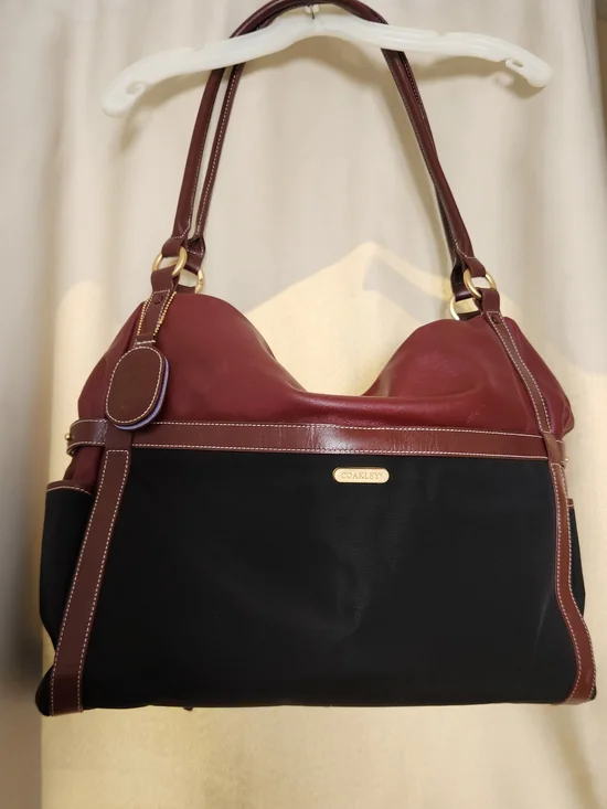 Coakley Contemporary Classic Everyday Hobo Tote featuring a burgundy leather upp