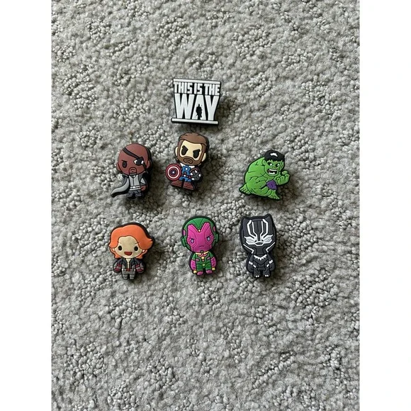 Marvel Avengers Themed Jibbitz Shoe Charms For Crocs. Lot Of 7 - Avengers