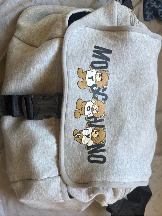 Moschino Gray Sweatpants with Bear Graphic