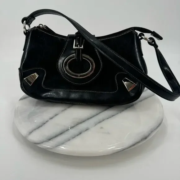 Y2K Black Faux Leather shoulder bag