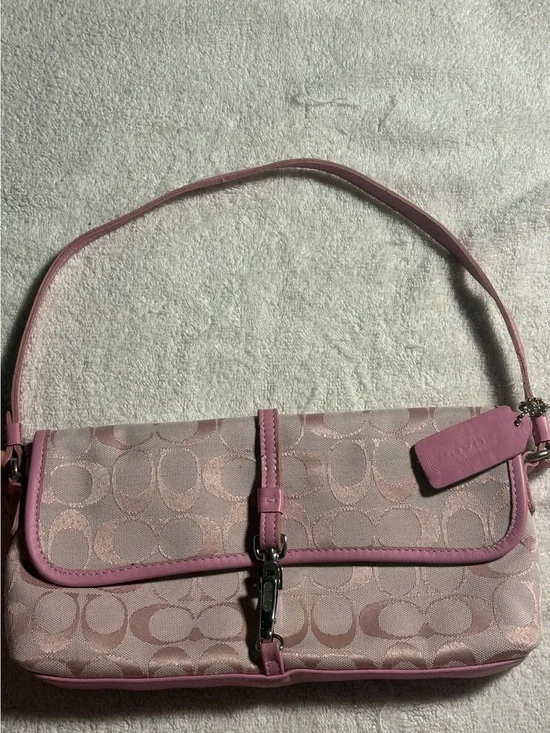 Women's Pink Signature Jacquard Shoulder Bag