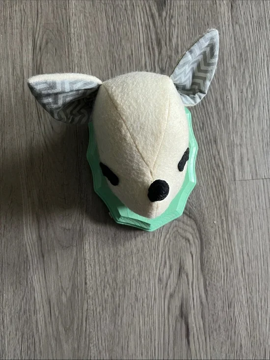 Plush Deer Wall Decor in Cream and Mint for Kids