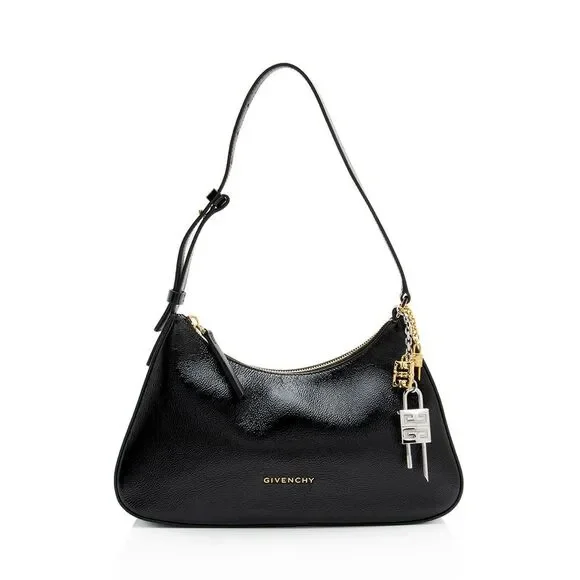 Givenchy Pebbled Patent Leather Lucky Lock Small Shoulder Bag