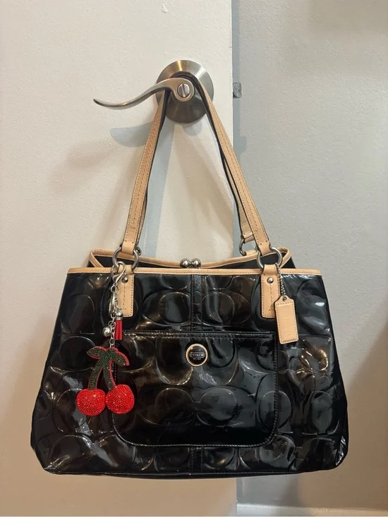 Vintage Y2K Coach Peyton Patent Leather Kiss-Lock Tote Handbag