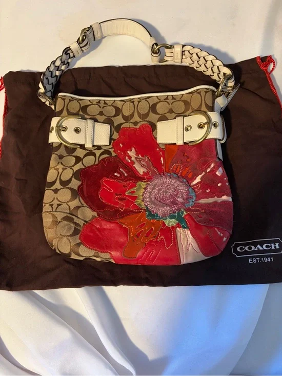 Coach Limited Edition Signature Poppy Flower Shoulder Bag 6123