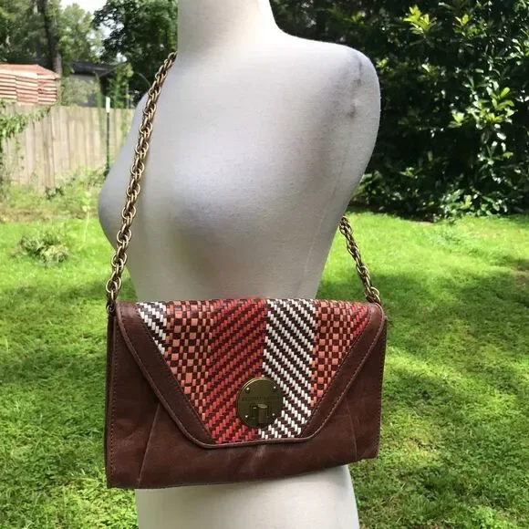 Elliott Lucca Womens Woven Leather Envelope Purse