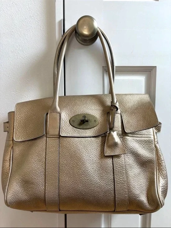 Mulberry Metallic Gold Pebbled Leather Shoulder Bag