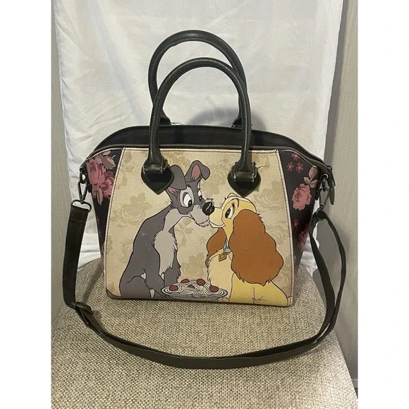 Disney Loungefly Lady & The Tramp Floral Romance Satchel Purse Bag