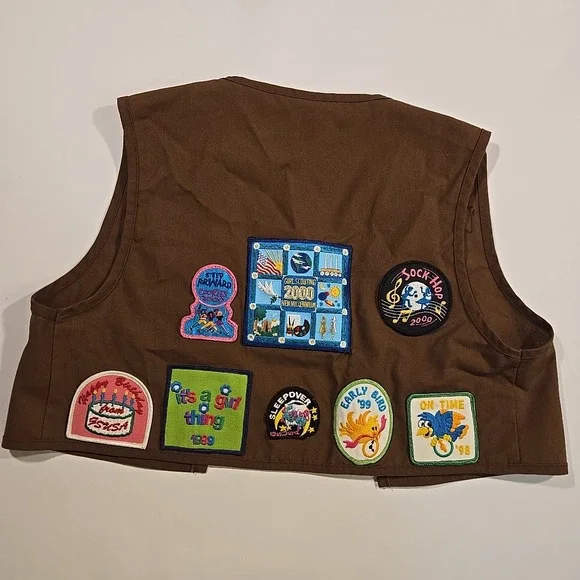 VTG 1990s Girl Scouts USA Brownie Vest M 10-12 Patch Loaded‎ Lone Star Council