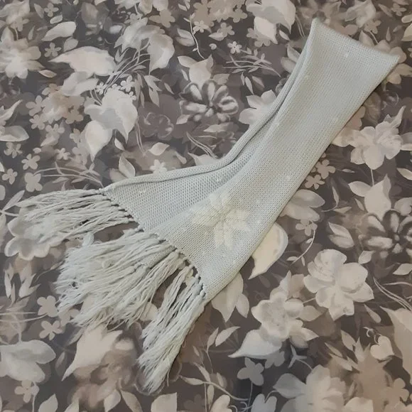 Mariella Burani Baby -pale blue knit scarf with fringe