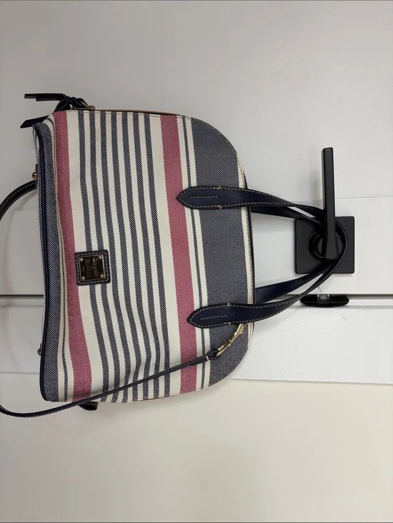 Dooney & Bourke Navy, White & Red Striped Shoulder Tote
