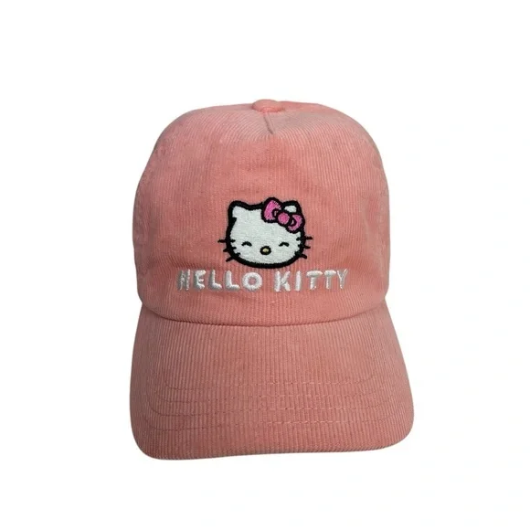 Hello Kitty Sanrio Embroidery‎ Corduroy Pink Peach Toddler  Adjustable Cap
