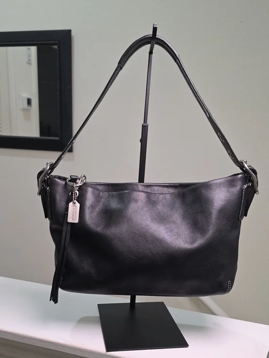 COACH 1417 Y2K Vintage East West Legacy Tassel Black Leather Shoulder Bag EUC