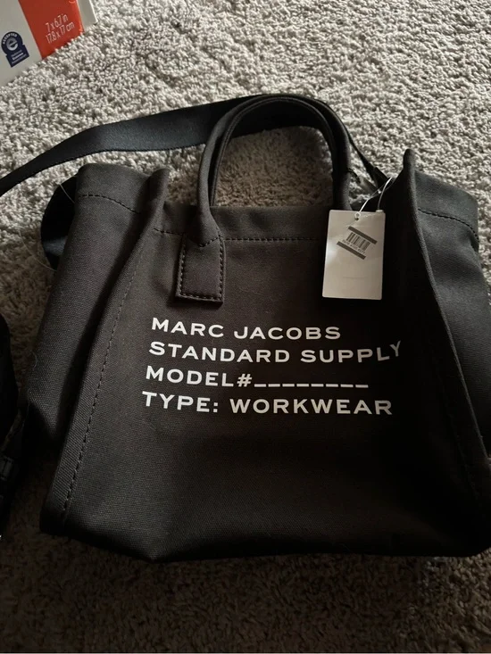 Marc Jacobs Black Canvas medium Workwear Tote with White Logo