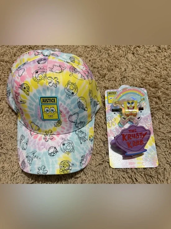 Justice SpongeBob Baseball Cap And Claw Hair  Clips