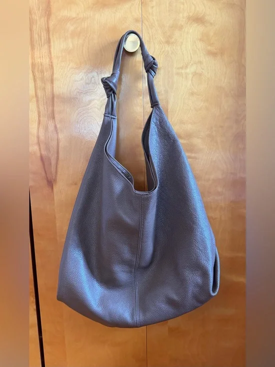 Classic Soft Pebbled Leather Hobo Bag in Dark Brown