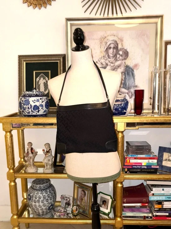 Talbots Black Shoulder Bag with Leather Trim