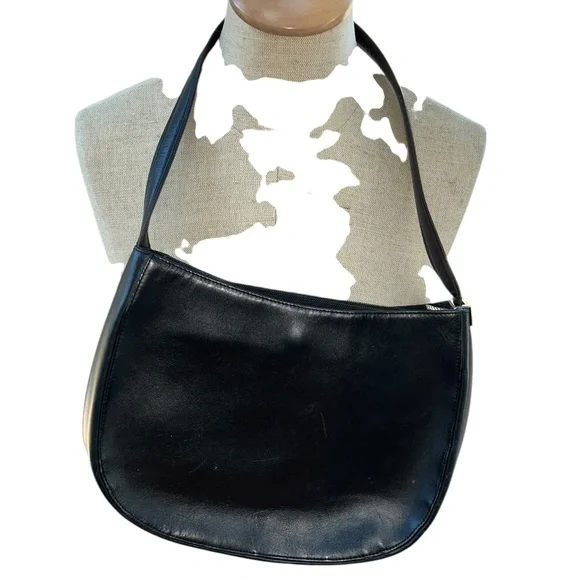 Braun Buffel Germany vintage black leather shoulder hand bag purse $700