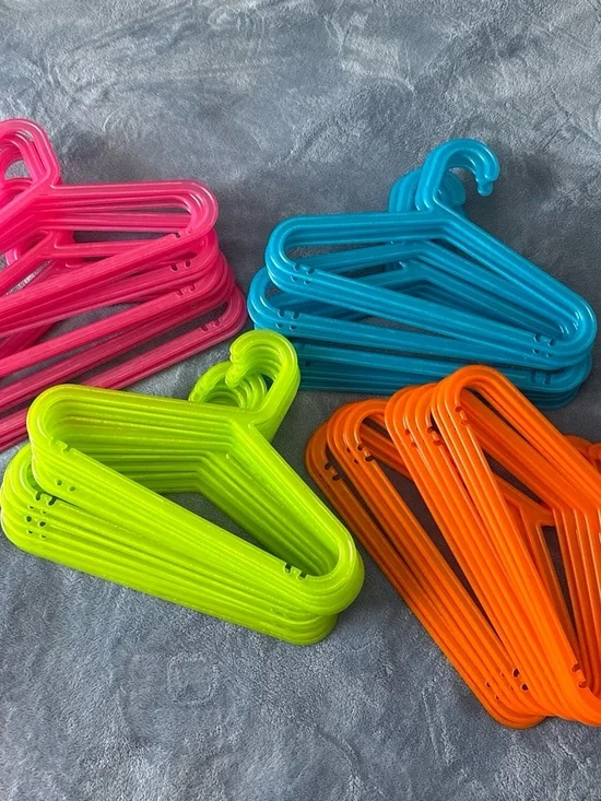 Lot of 48 IKEA Kids Plastic Hangers - Pink, Blue, Lime, Orange