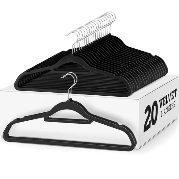 ⭐️ or 🌞 25 Premium slim nonslip space savet black velvet hangers swivel hook