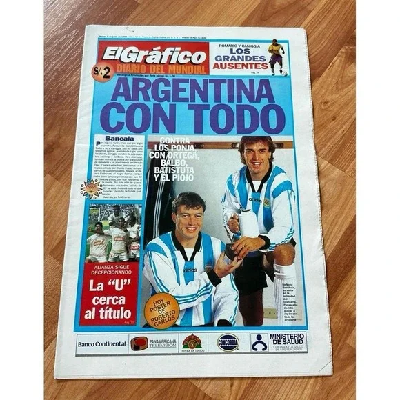 VTG El Grafico Newspaper Junio 1998‎ Argentina con todo