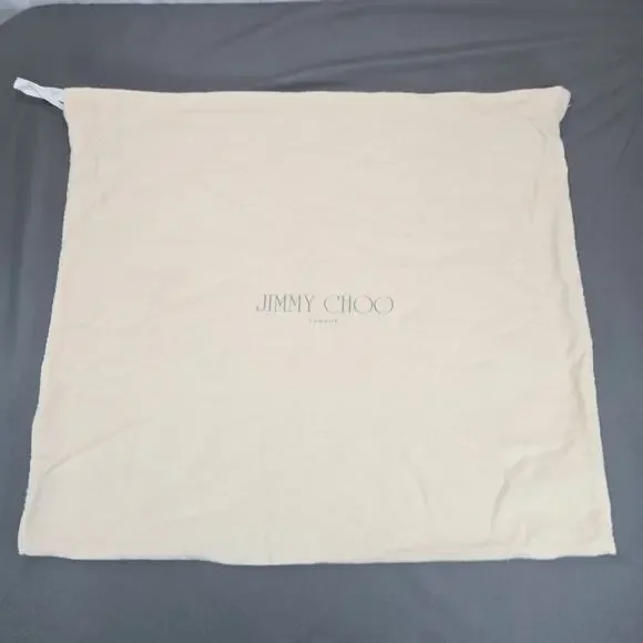 Jimmy Choo Dust Bag Beige Cotton Drawstring Large Storage Pouch 19x20 Italy