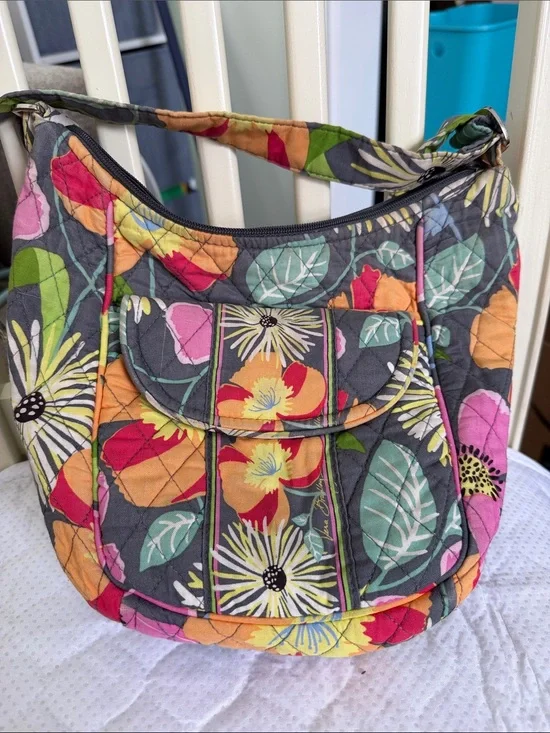 Vera Bradley Quilted Floral Shoulder Bag in Gray Multicolor