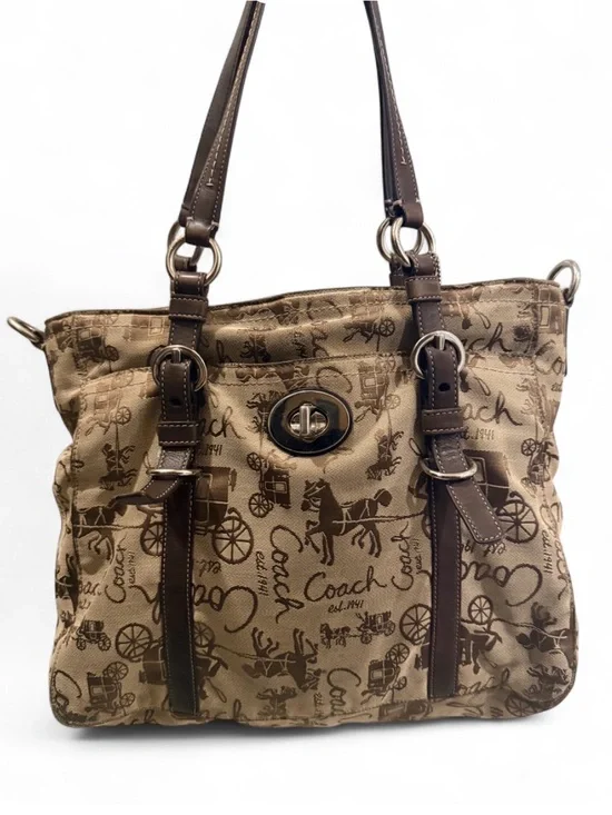 Vintage Coach Chelsea Horse & Carriage Turn-Lock Satchel Tote Bag
