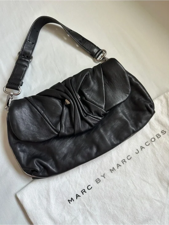 Marc by Marc Jacobs Black Leather Shoulder Bag - Remove Strap Converts to Clutch